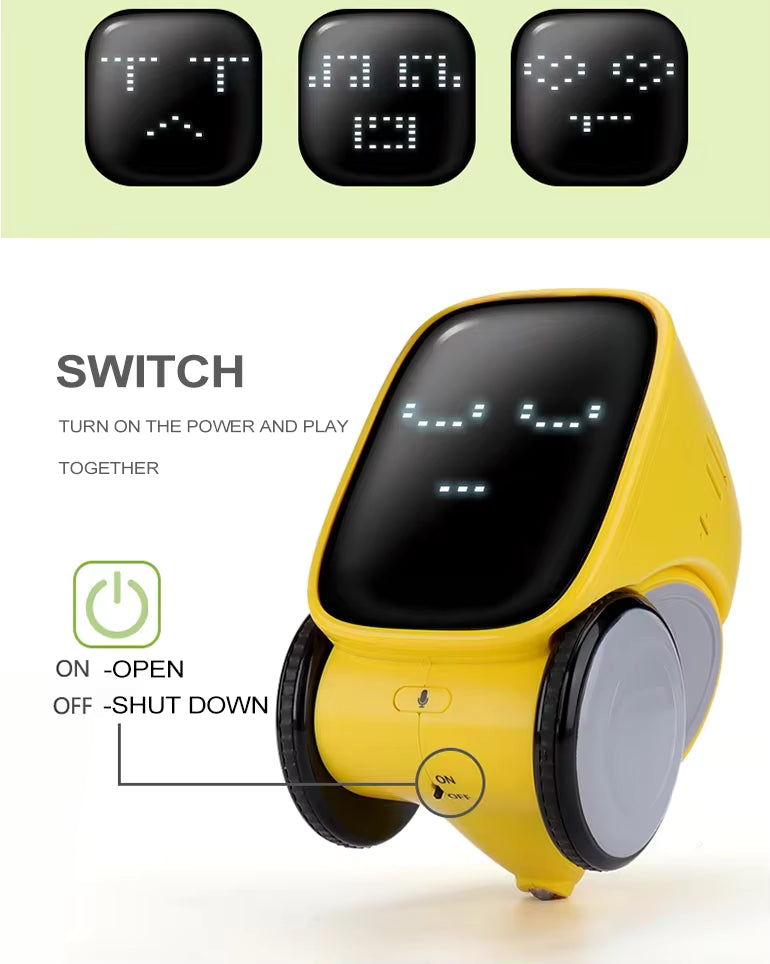 Yellow AI Smart Robot Toy for Kids – Voice Control, Touch & Gesture Interactive Educational STEM Learning Robot with Storytelling & Remote Programming